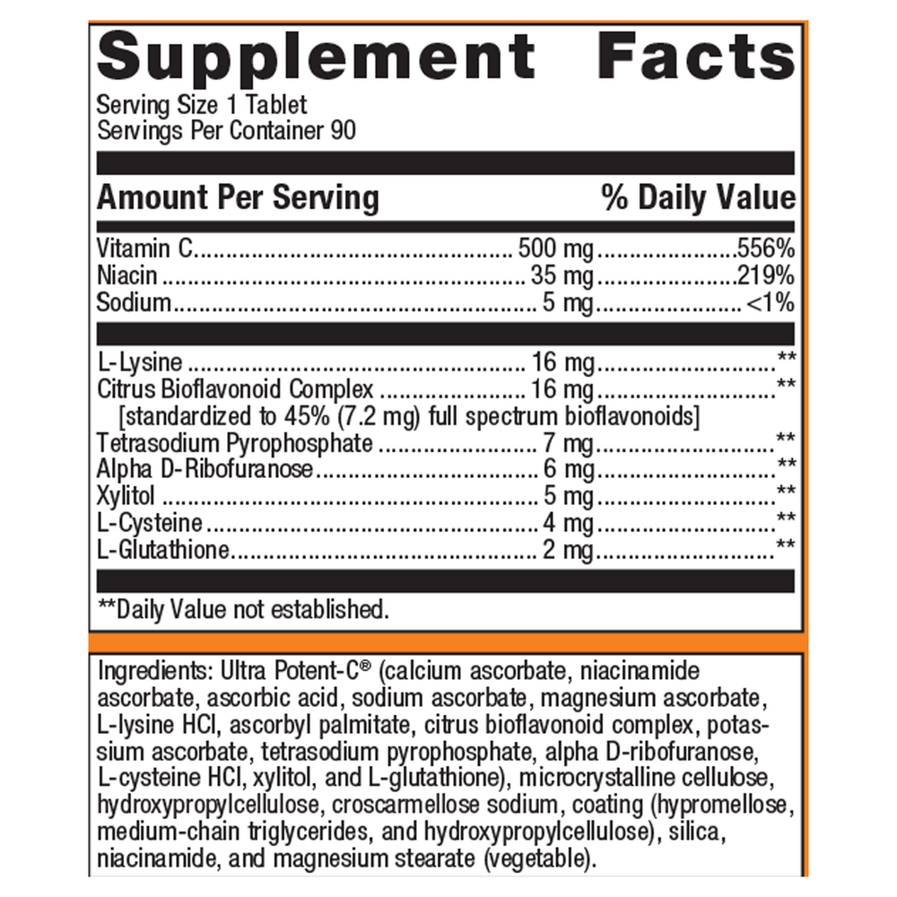 Ultra Potent-C® 500, 500 mg, 90 Tablets , Emersons Emersons-Alt Form_Tablets tabs