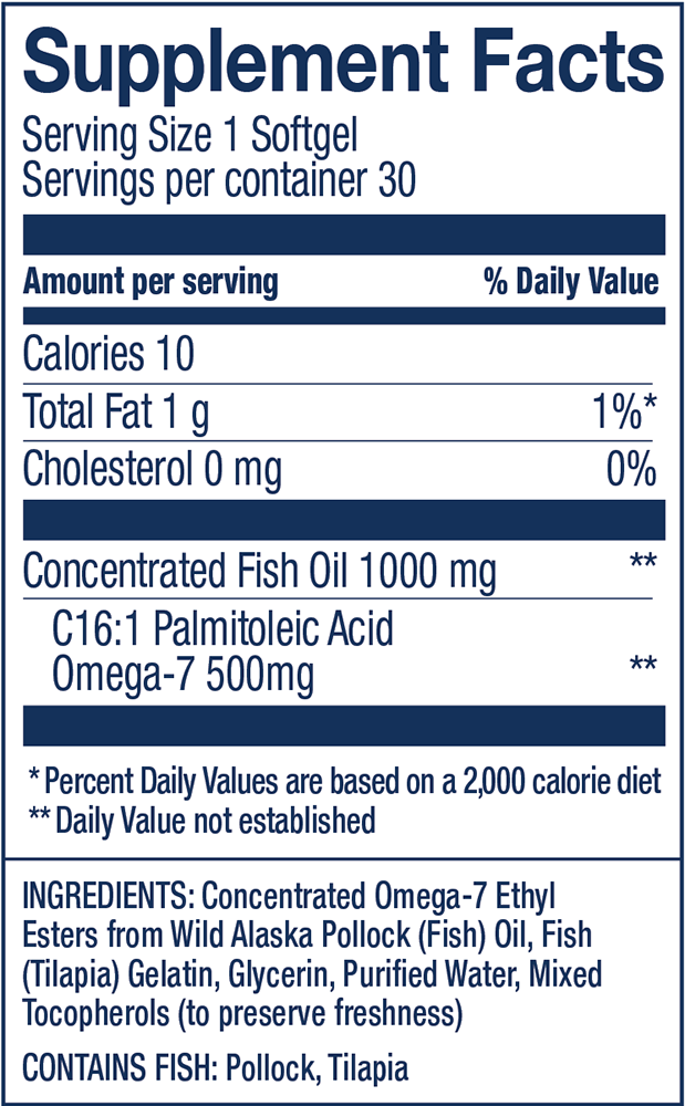 Omega-7 Skin, 30 Softgels , Brand_Wiley's Fish Oil Form_Softgels Size_30 Softgels