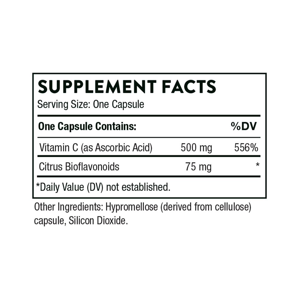 Vitamin C 500 mg, 90 Capsules , Brand_Thorne Research Form_Capsules Size_90 Capsules