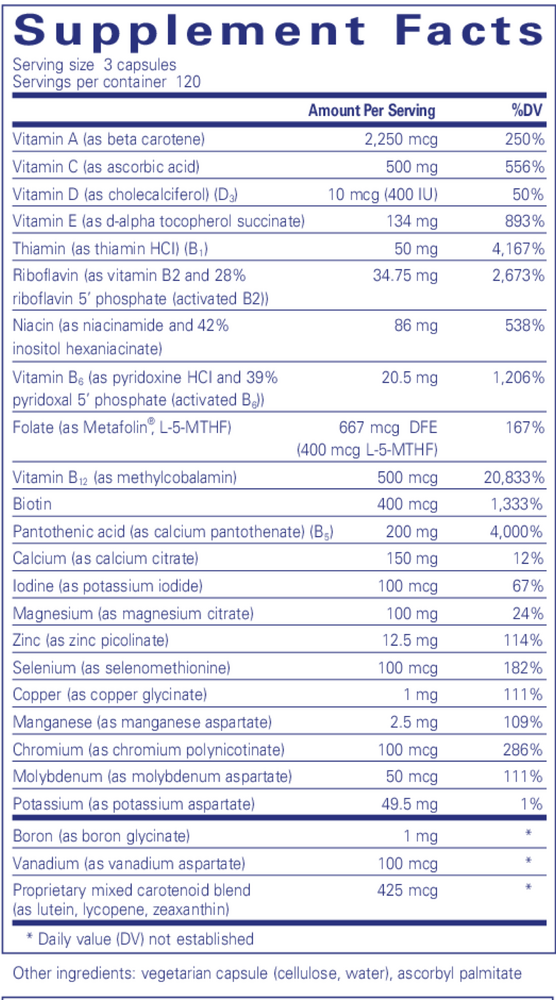 Nutrient 950 without Iron, 360 Capsules , Brand_Pure Encapsulations caps Emersons