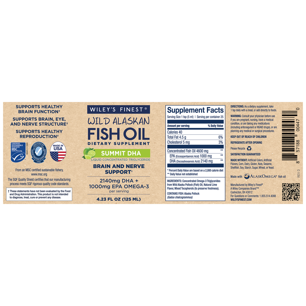 Summit DHA, 125 mL Liquid , Brand_Wiley's Fish Oil Form_Liquid Size_125 mL