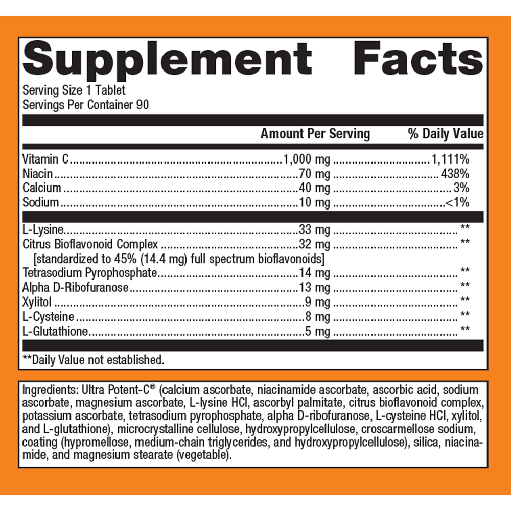 Ultra Potent-C® 1000, 1000 mg, 90 Tablets , Emersons Emersons-Alt Form_Tablets tabs