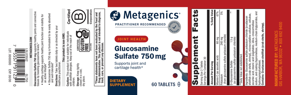 Glucosamine Sulfate 750™, 60 Tablets , Emersons Emersons-Alt Form_Tablets tabs