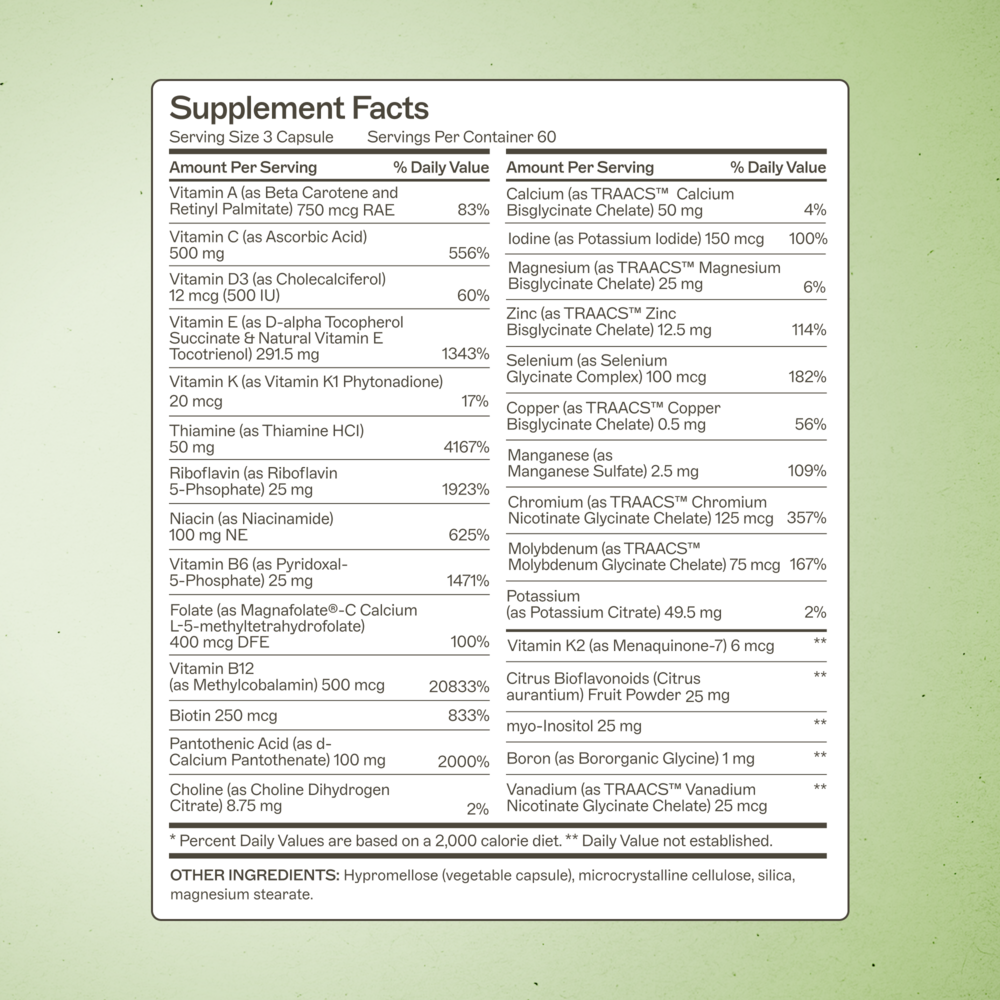 Amy Myers MD The Myers Way Multivitamin - supplement facts