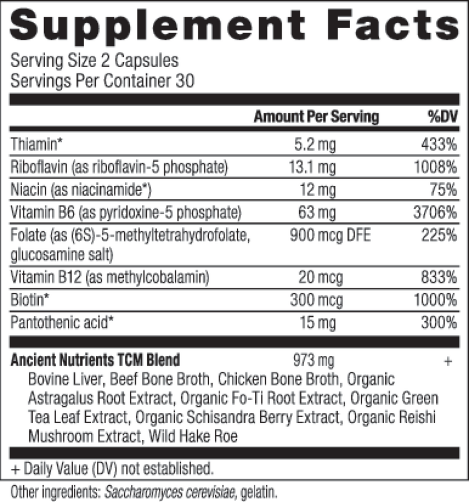 Ancient Nutrition B Complex - supplement facts