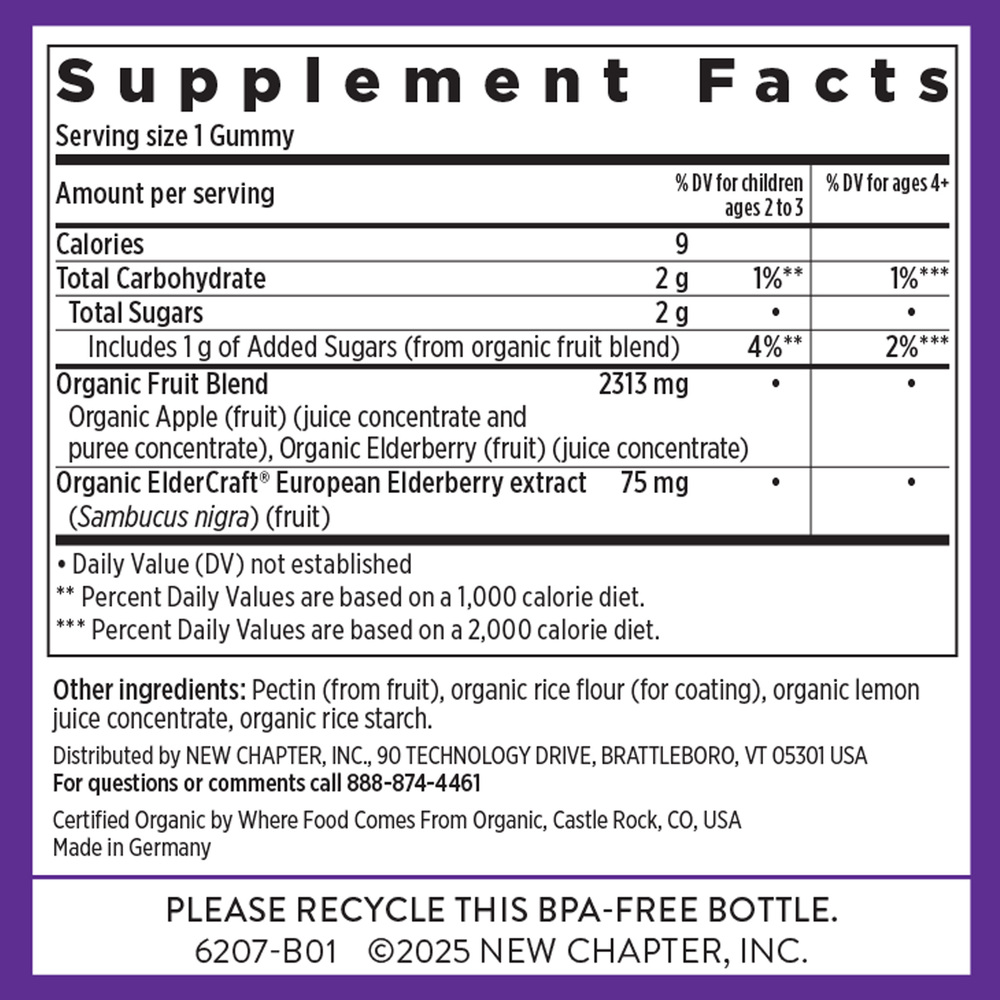 Kids Organic Elderberry Gummies, 30 gummies