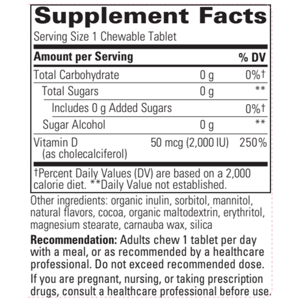 Vitamin D3 2000IU Chewable/Chocolate, 120 Chewable Tablets