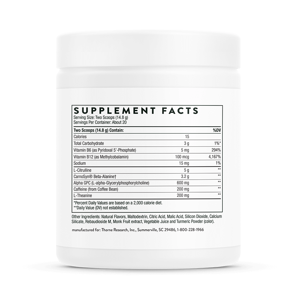 Advanced Pre-Workout Rainbow Sherbet Flavor, 296 g Powder , Brand_Thorne Research Form_Powder Size_296 g