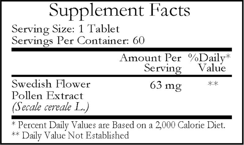 Swedish Flower Pollen 63mg, 60 Tablets