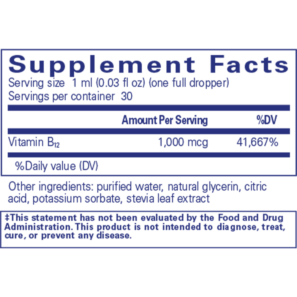 B12 Liquid, 30 Milliliters , Brand_Pure Encapsulations Form_Liquid Requires Consultation Size_30 Milliliters