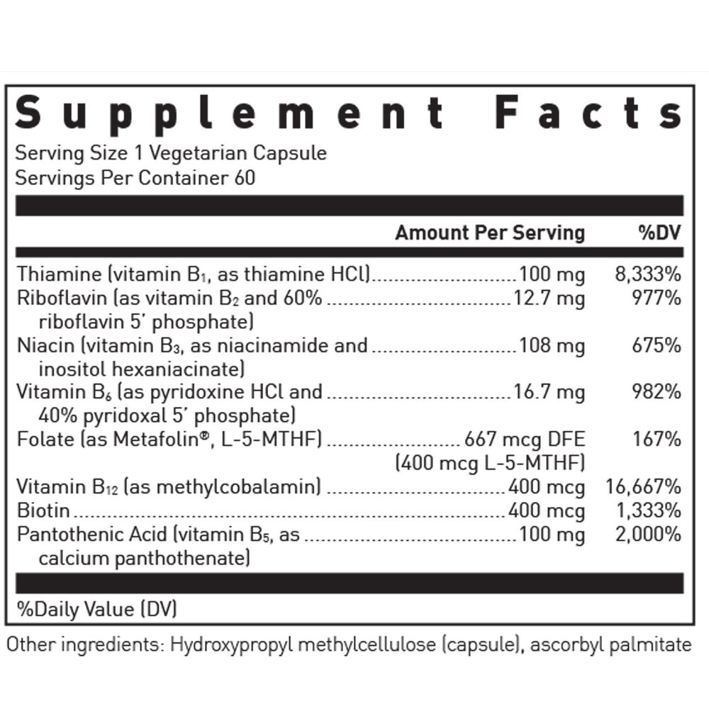 Douglas Laboratories B-Complex with Metafolin supplement facts