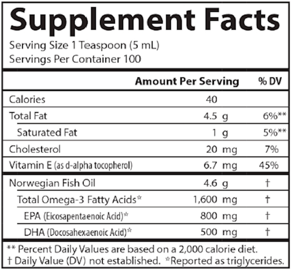 Norwegian The Very Finest Fish Oil, 1600 mg Omega-3s, Orange Flavor, 16.9 Fl Oz (500 mL) Liquid
