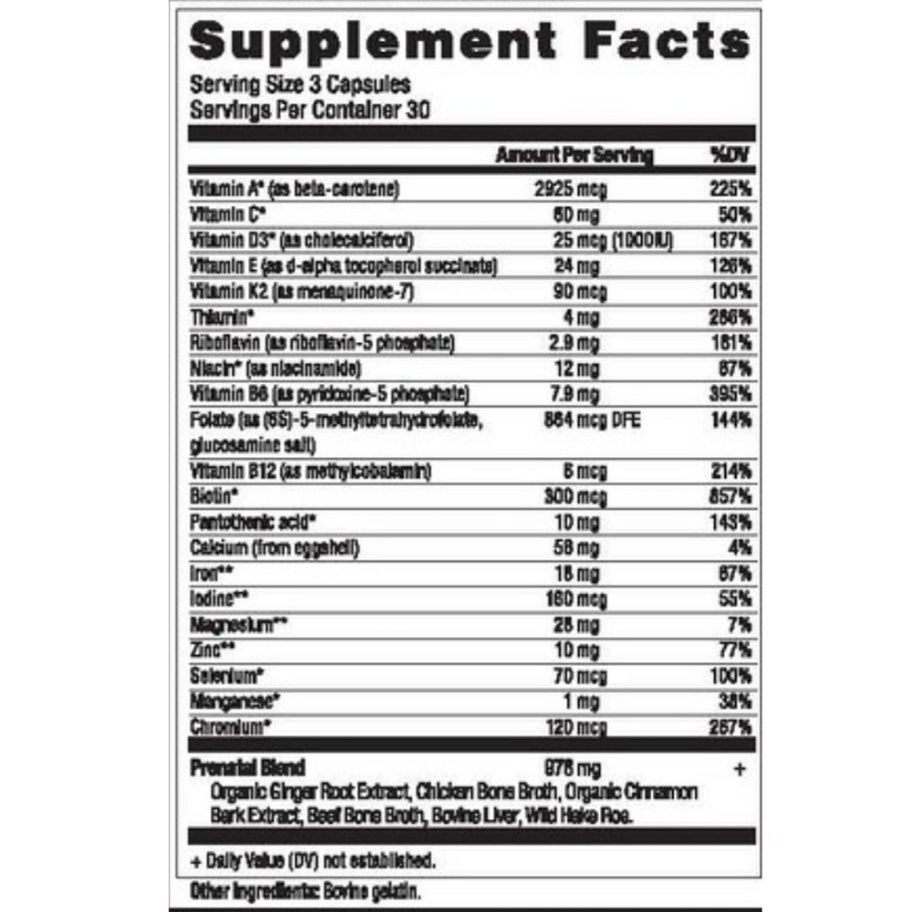 Ancient Nutrition Prenatal Multivitamin - supplement facts