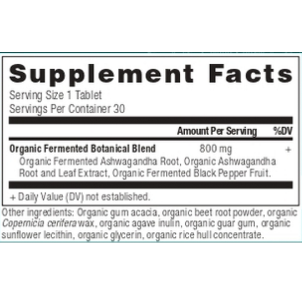 Ancient Nutrition Organic Ashwagandha Tablet - supplement facts