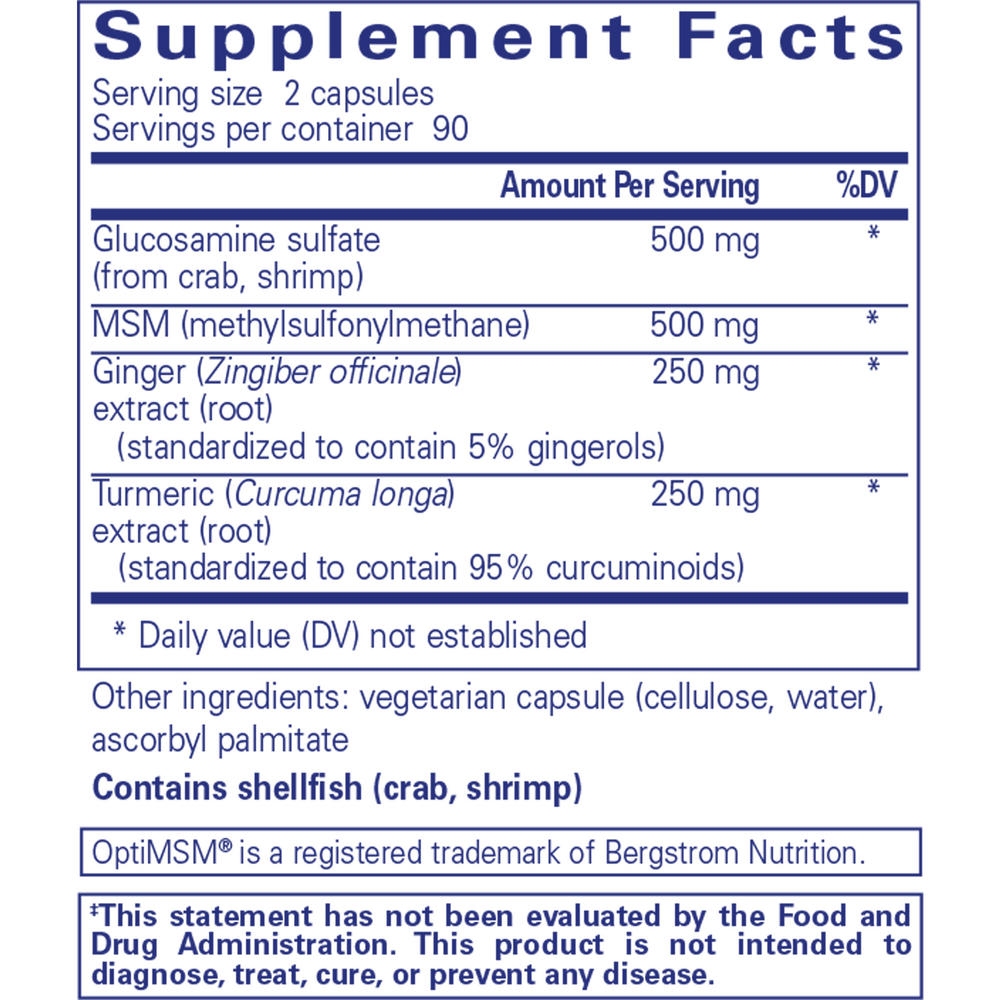 Glucosamine/MSM with joint comfort herbs‡, 180 Capsules , Brand_Pure Encapsulations caps Form_Capsules Not Emersons Size_180 Caps