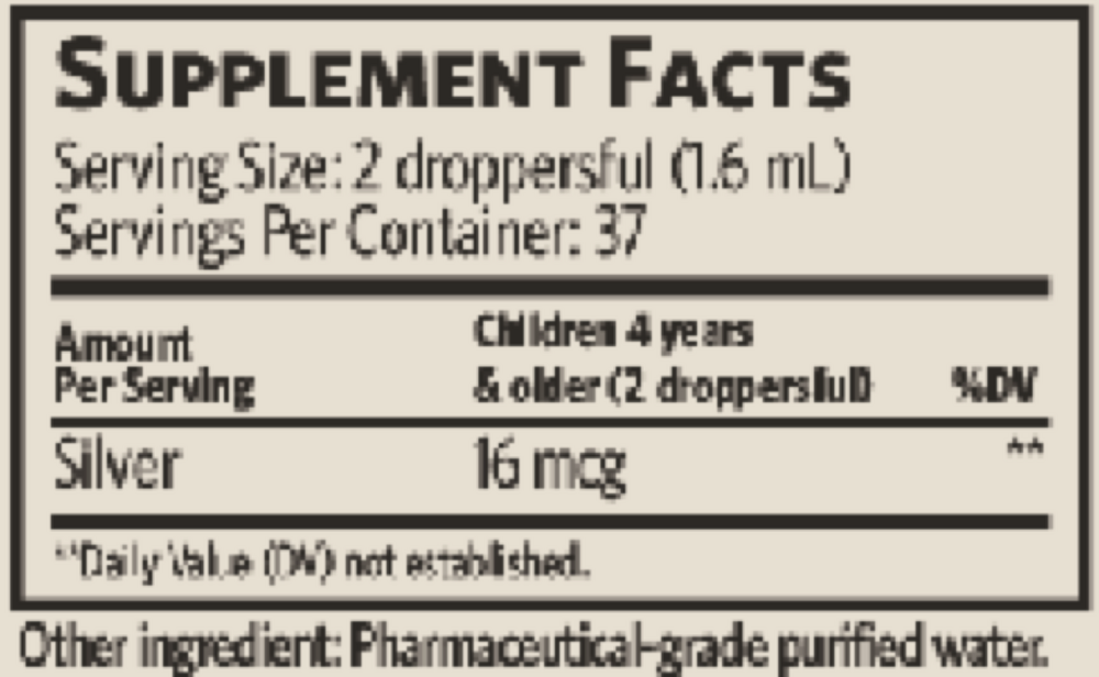 Bio-Active Silver Hydrosol™ for Kids, 10 ppm, Dropper, 2 Fl Oz (59 mL) Liquid — label