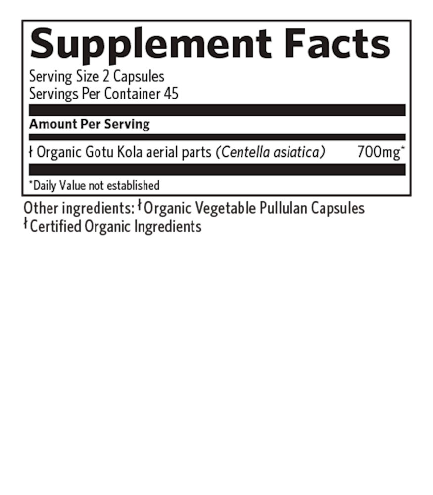 Gotu Kola, 90 capsules , Ayurveda Brand_Organic India Form_Capsules