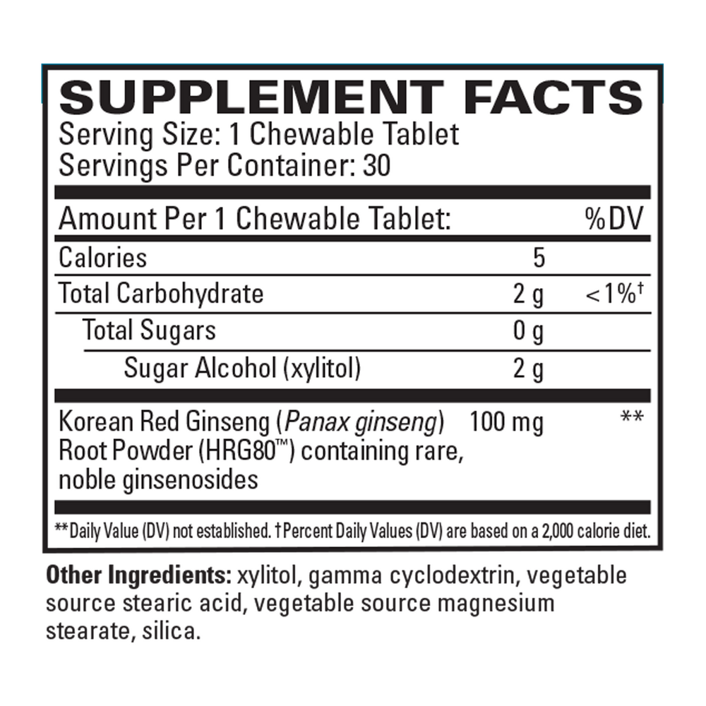 Red Ginseng Energy Chewable, 30 Tablets