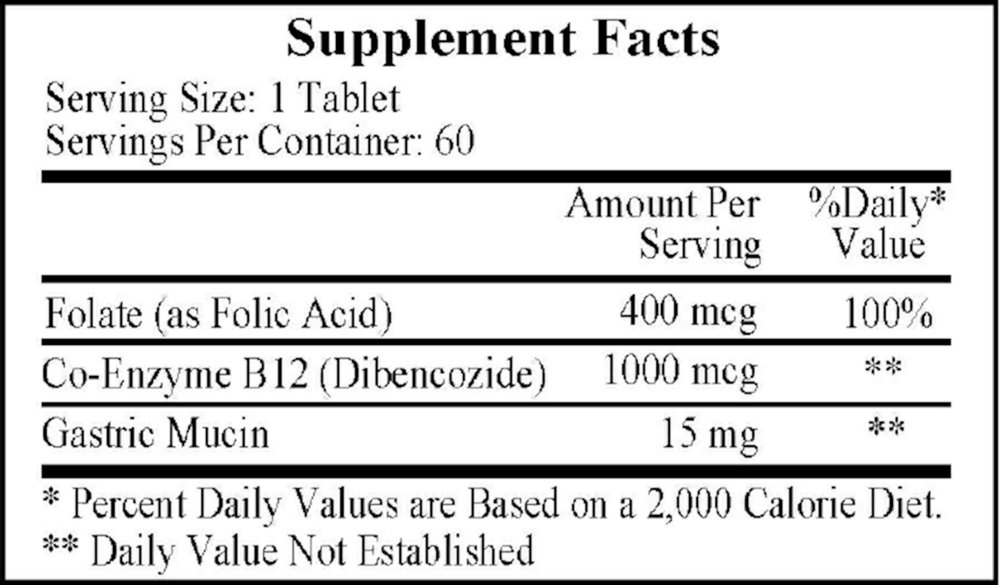 Dibencozide (B12 Coenzyme/Folic Acid), 60 Tablets