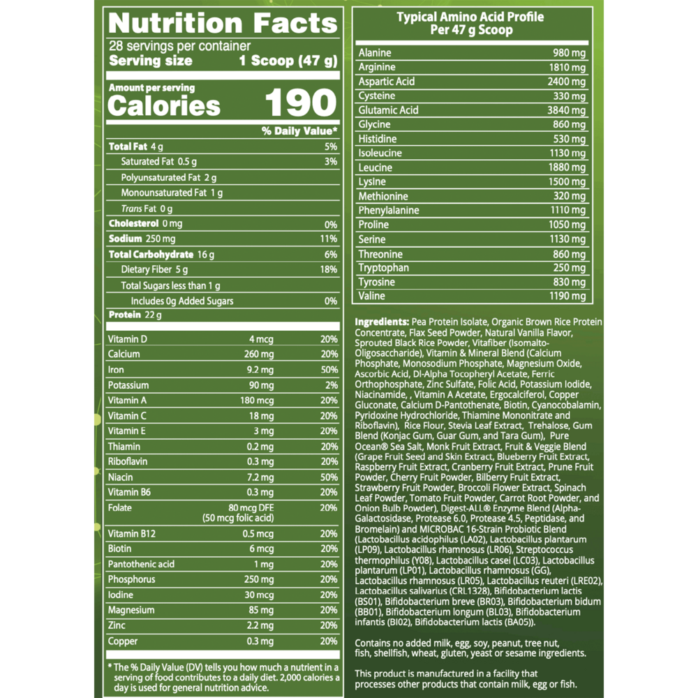 Veggie Meal Replacement, Vanilla Bean, 1361 Grams