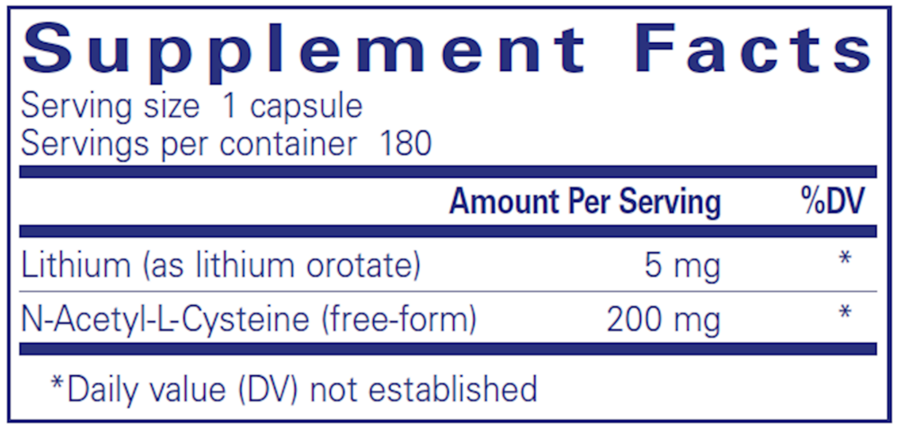 Lithium (Orotate), 5 mg, 180 Capsules , Brand_Pure Encapsulations caps Emersons