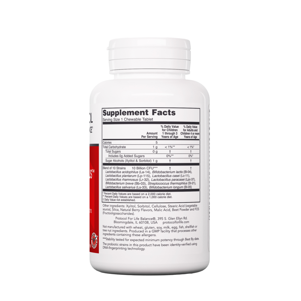 Chewable Protodophilus 10 Billion, 60 Chewables , Brand_Protocol for Life Balance chewables Form_Chewables Requires Consultation Size_60 Chewables