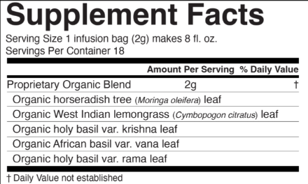 Tulsi Tea Moringa, 18 Count , Ayurveda Brand_Organic India Form_Tea Bags