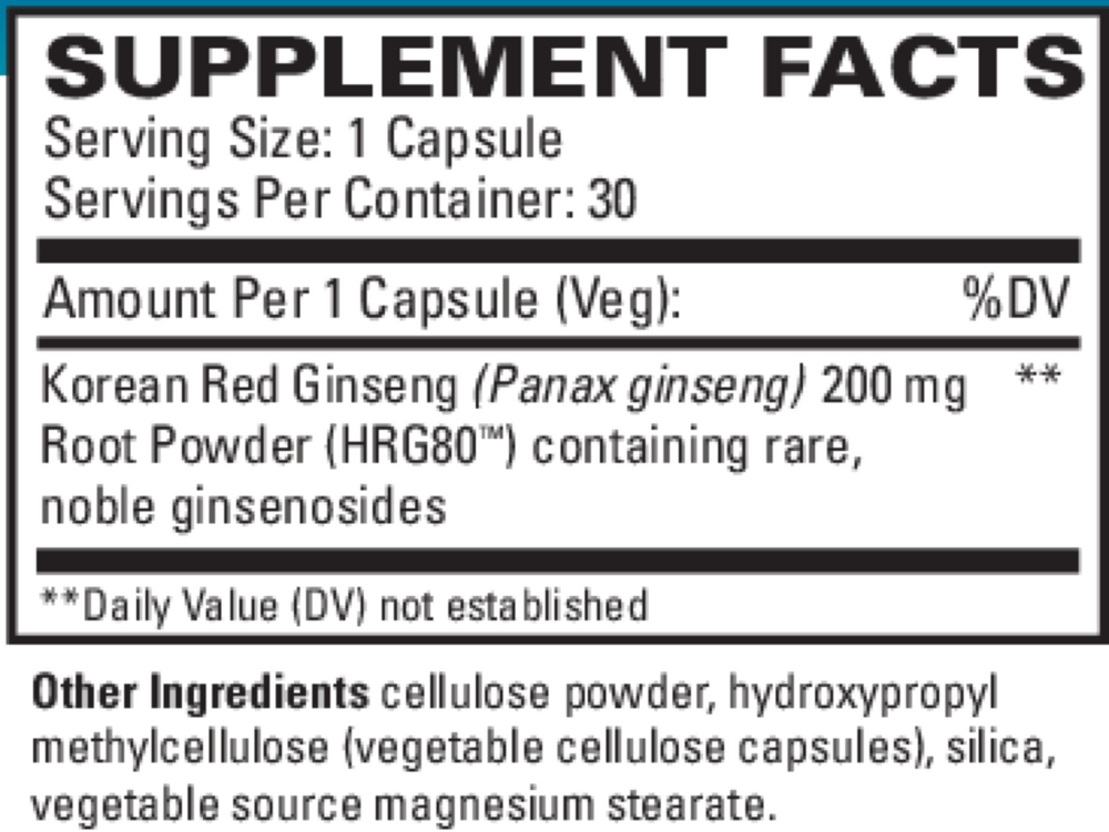 Red Ginseng Energy, 30 Vegetarian Capsules