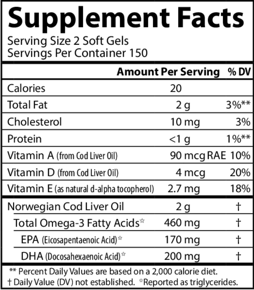 Cod Liver Oil Gems™ 460mg, 300 Softgels