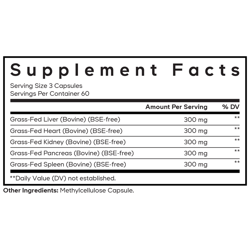 Grass-Fed Beef Organs, 180 Capsules