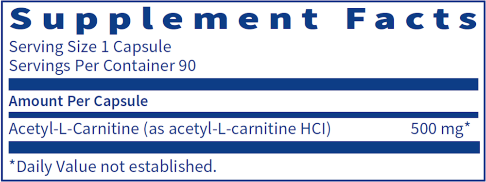 Acetyl-L-Carnitine 500mg, 90 Capsules