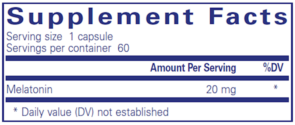 Melatonin 20 mg, 60 Capsules , Brand_Pure Encapsulations caps Form_Capsules Not Emersons Potency_20 mg Size_60 Caps