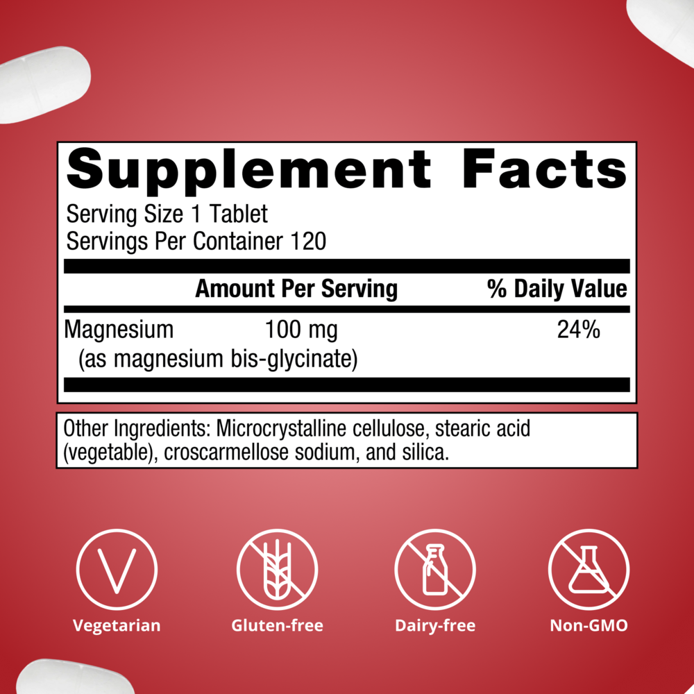 Mag Glycinate, 120 Tablets , Emersons Form_Tablets tabs