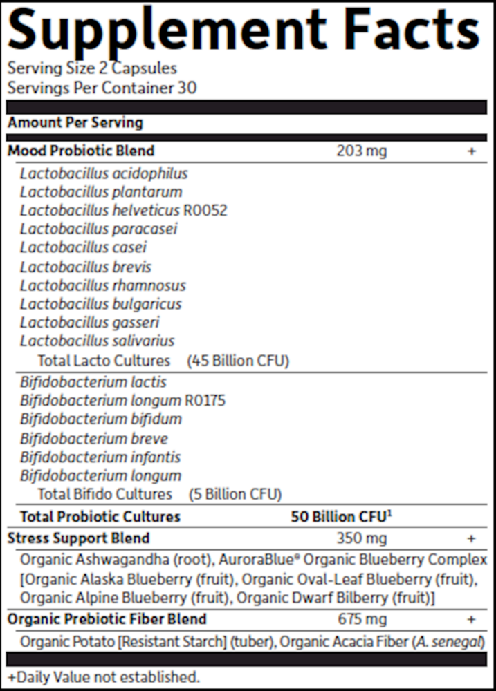 Dr. Formulated PROBIOTICS Mood+, 50 Billion CFU, 60 Vegetarian Capsules
