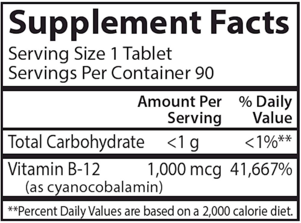 B-12 1000mcg, 90 Tablets