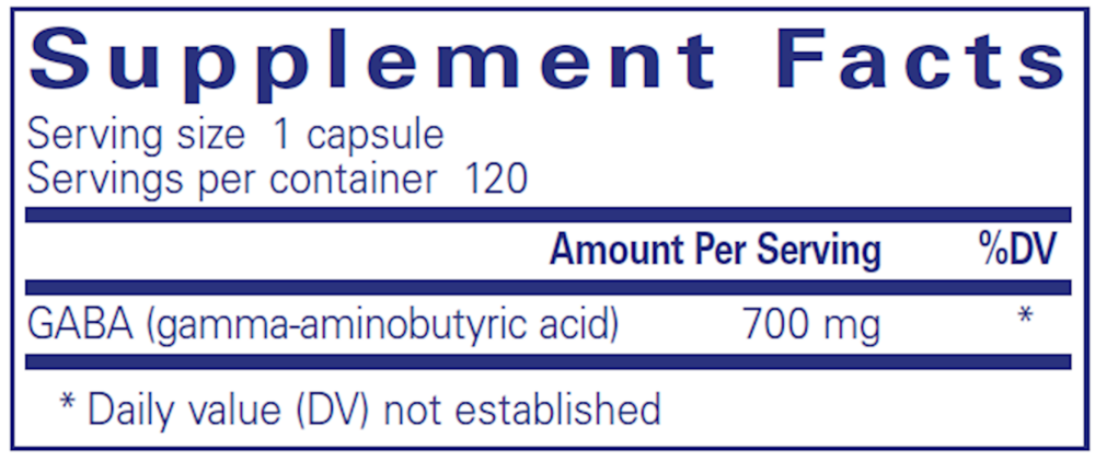GABA, 120 Capsules , Brand_Pure Encapsulations caps Emersons Form_Capsules Requires Consultation Size_120 Capsules