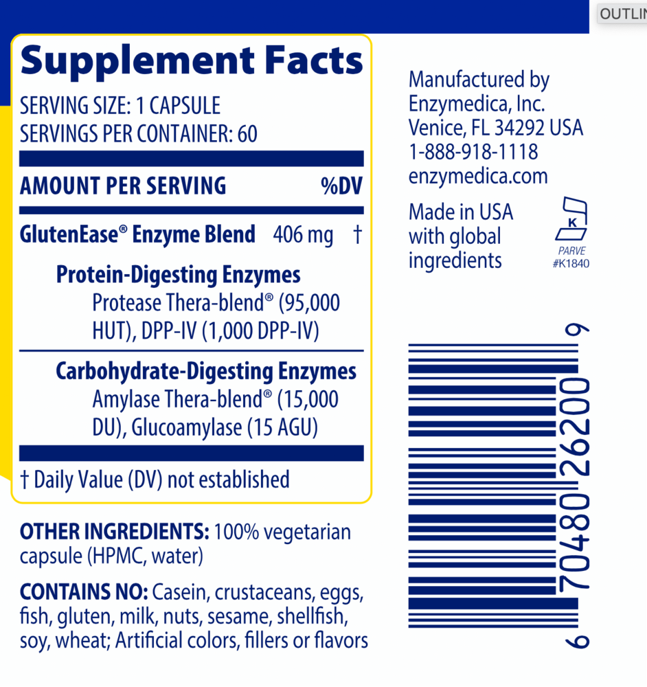 GlutenEase™, 60 Capsules