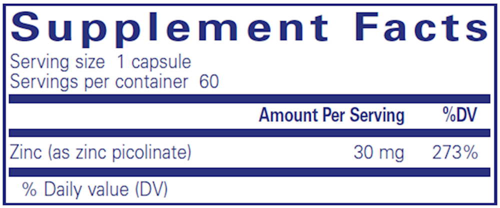 Zinc 30, 60 Capsules , Brand_Pure Encapsulations Form_Capsules Requires Consultation Size_60 Capsules