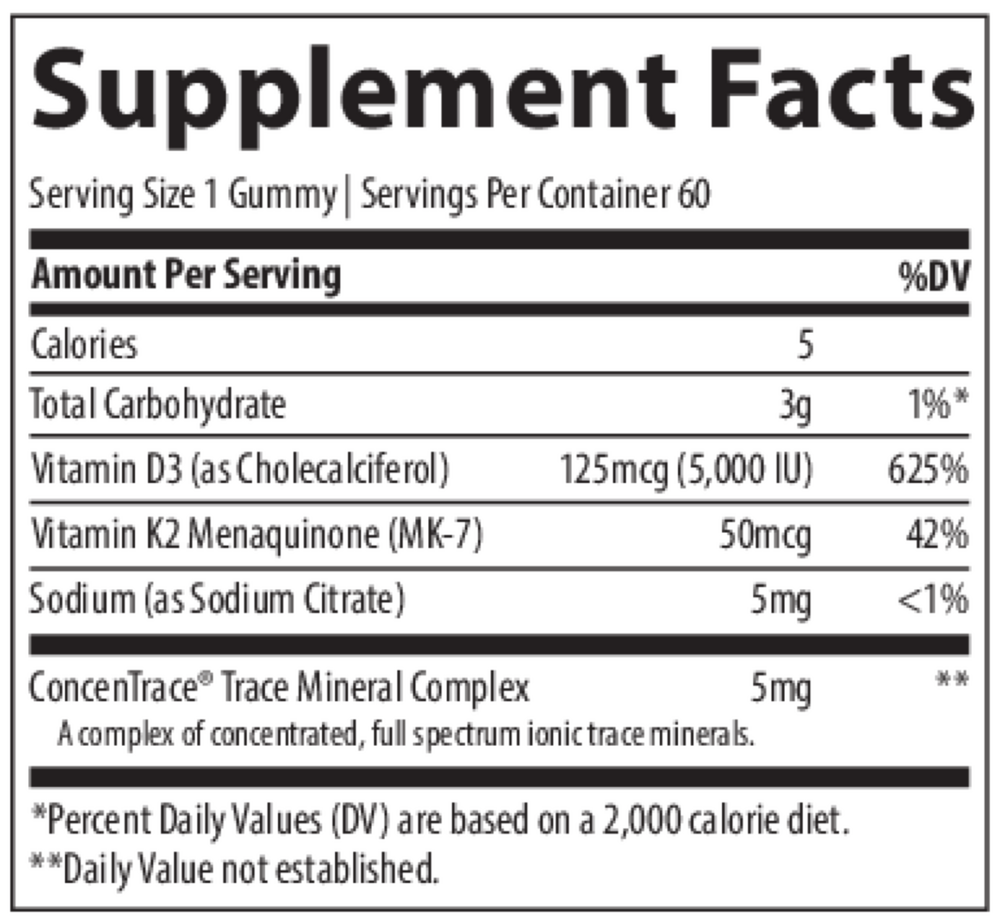 Vitamin D3 + K2 Gummies, 60 Gummies