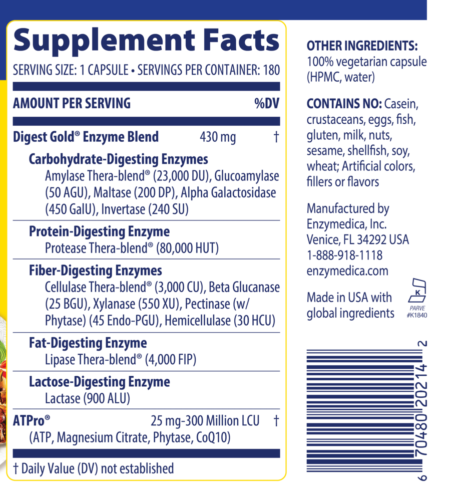 Digest Gold™ with ATPro, 180 Capsules