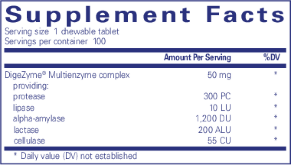 Digestive Enzyme chewables, 100 Chewables , Brand_Pure Encapsulations Form_Chewables Requires Consultation Size_100 Chewables