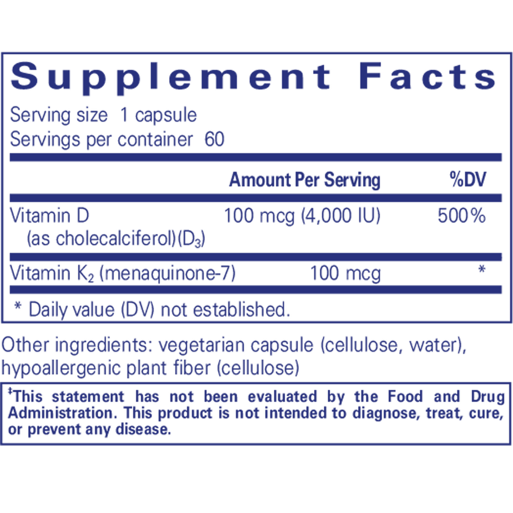 Vitamin D3 & K2, 60 Capsules , Brand_Pure Encapsulations Form_Capsules Requires Consultation Size_60 Capsules