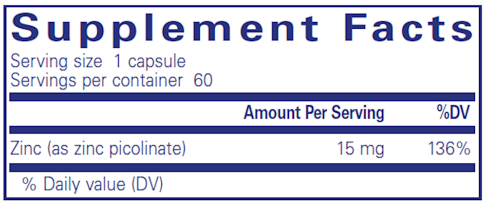 Zinc 15, 60 Capsules , Brand_Pure Encapsulations Form_Capsules Requires Consultation Size_60 Capsules