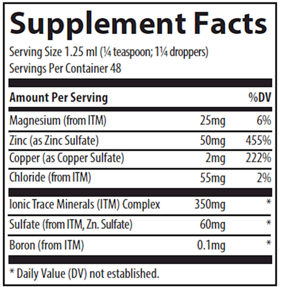 Liquid Ionic Zinc 50mg, 59 mL Liquid