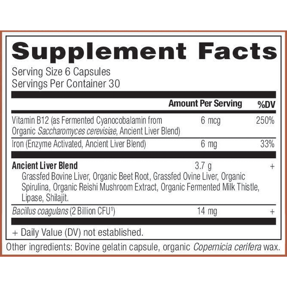 Ancient Nutrition Grass-Fed Liver - supplement facts