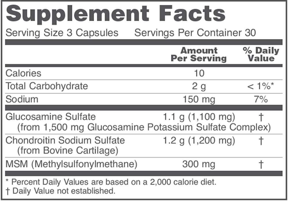 Glucosamine and Chondroitin + MSM, 90 Capsules , Brand_Protocol for Life Balance capsules Form_Capsules Requires Consultation Size_90 Capsules