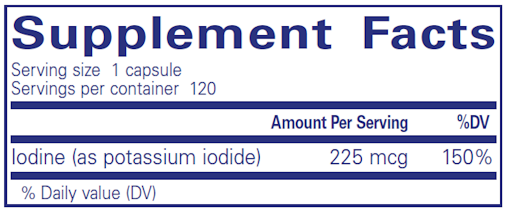 Iodine (potassium iodide), 120 Capsules , Brand_Pure Encapsulations caps Form_Capsules Not Emersons Size_120 Caps