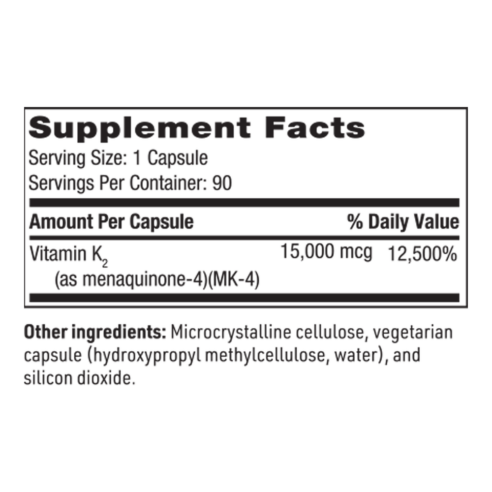 Ultra K2 Menaquinone - 4, 90 Capsules