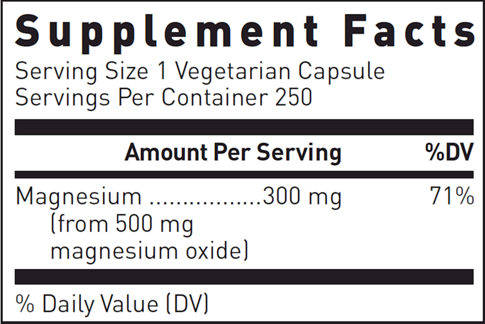 Magnesium Oxide, 250 Capsules