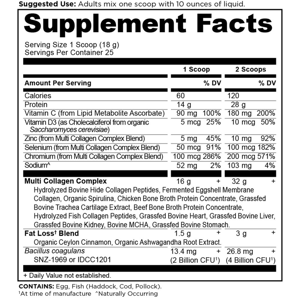 Ancient Nutrition Multi Collagen Advanced Lean, Cinnamon - supplement facts